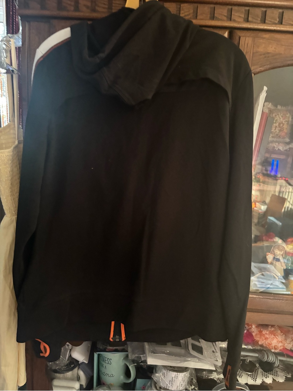 Harley-Davidson Black Hoodie with Orange & White Logo - Picture 3 of 4